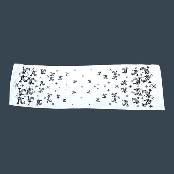 Acropolis Museum Whimsical Black & White Bird Print Scarf Artisan Vintage READ - Picture 6 of 6